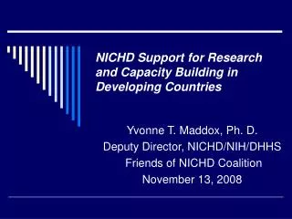 NICHD Support for Research and Capacity Building in Developing Countries