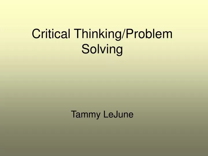 critical thinking problem solving