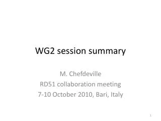 WG2 session summary