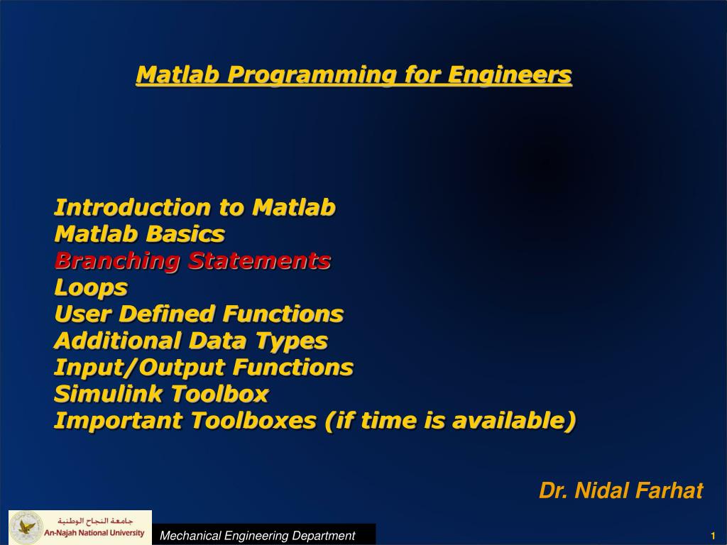 PPT - Matlab Programming for Engineers PowerPoint Presentation, free ...