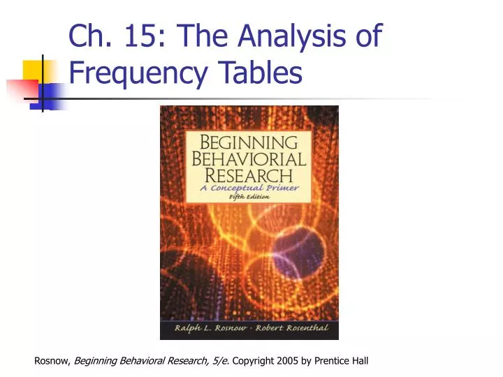ch 15 the analysis of frequency tables
