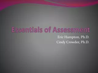 Essentials of Assessment