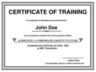 CERTIFICATE OF TRAINING