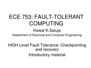 ece 753 fault tolerant computing