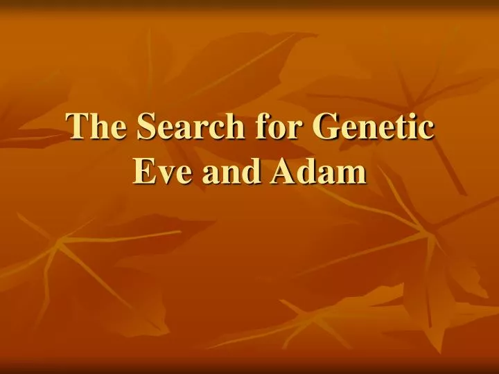 the search for genetic eve and adam