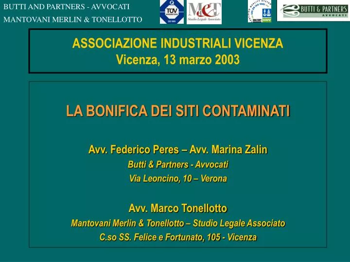 associazione industriali vicenza vicenza 13 marzo 2003