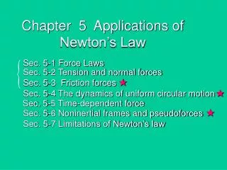 Chapter 5 Applications of Newton’s Law