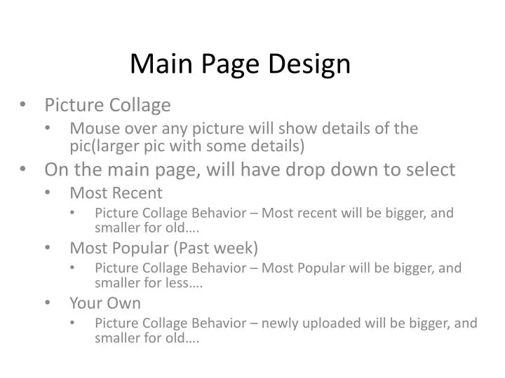 main page design