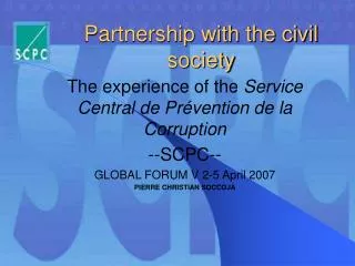 Partnership with the civil society