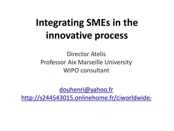 i ntegrating smes in the innovative process