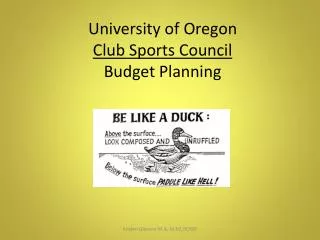 University of Oregon Club Sports Council Budget Planning