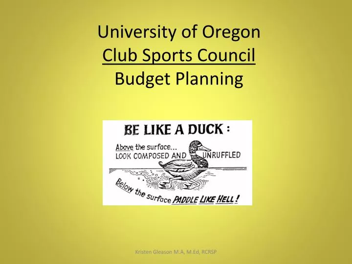 university of oregon club sports council budget planning