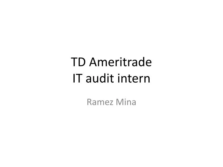 td ameritrade it audit intern