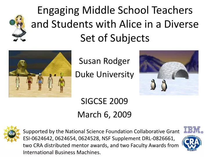 engaging middle school teachers and students with alice in a diverse set of subjects