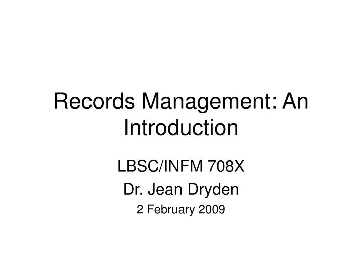 records management an introduction