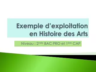 exemple d exploitation en histoire des arts