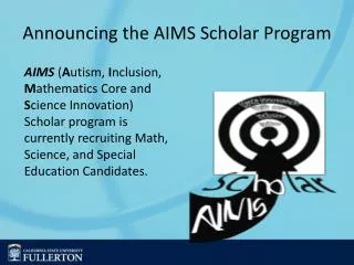 Announcing the AIMS Scholar Program