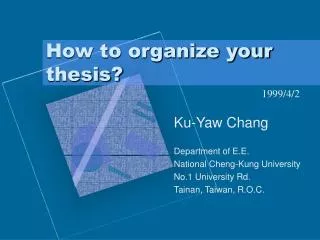 How to organize your thesis?