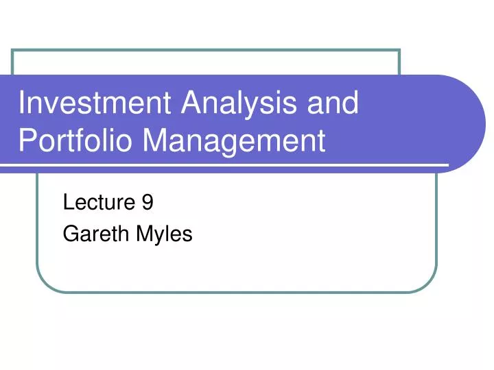 investment analysis and portfolio management