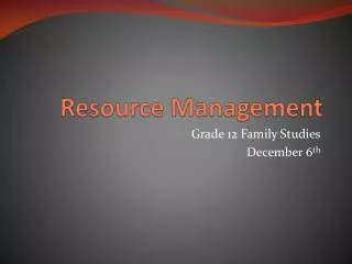 Resource Management