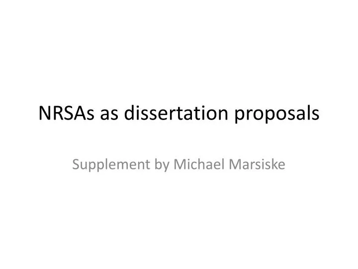 nrsas as dissertation proposals