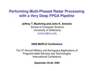 Performing Multi-Phased Radar Processing with a Very Deep FPGA Pipeline