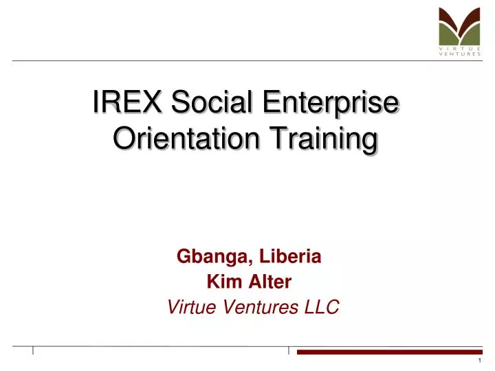 irex social enterprise orientation training