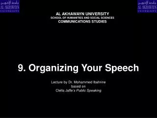 9. Organizing Your Speech
