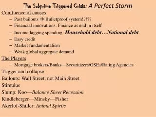 The Subprime Triggered Crisis : A Perfect Storm