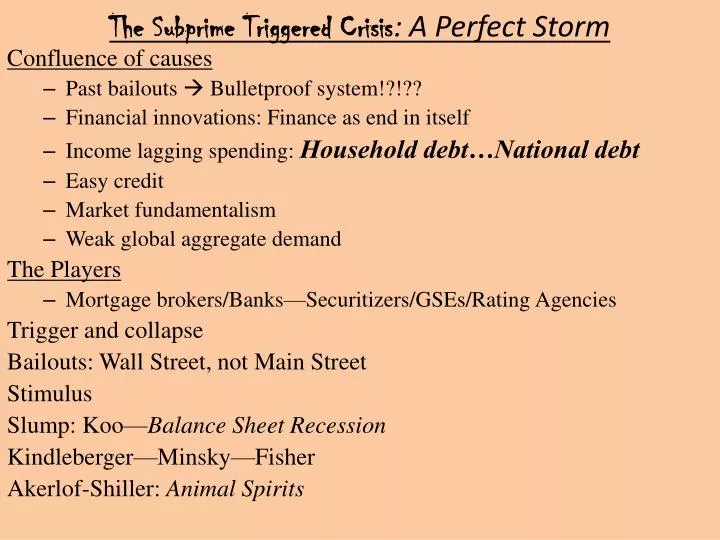 the subprime triggered crisis a perfect storm