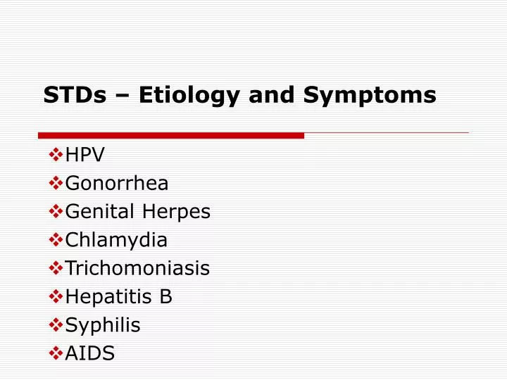 stds etiology and symptoms