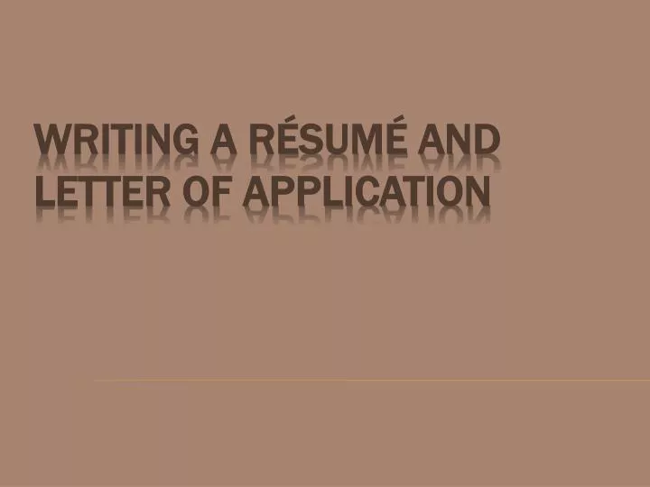 writing a r sum and letter of application