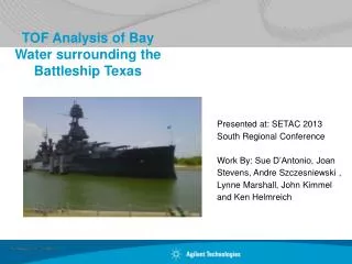 TOF Analysis of Bay Water surrounding the Battleship Texas