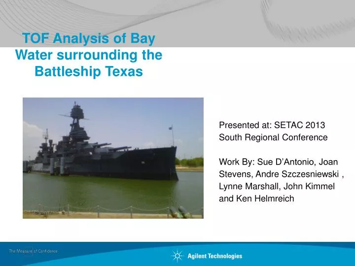 tof analysis of bay water surrounding the battleship texas