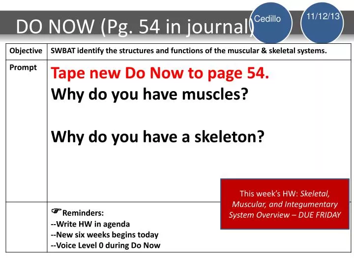 do now pg 54 in journal