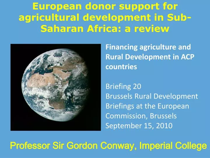 european donor support for agricultural development in sub saharan africa a review