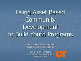 Using Asset Based Community Development to Build Youth Programs