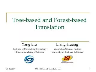 Tree-based and Forest-based Translation