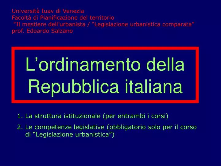 l ordinamento della repubblica italiana