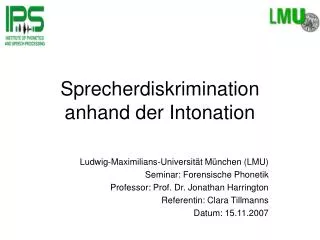sprecherdiskrimination anhand der intonation