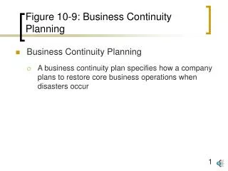 Figure 10-9: Business Continuity Planning