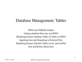 Database Management: Tables