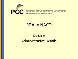 RDA in NACO