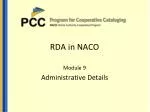 RDA in NACO - slide 1