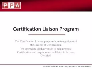 Certification Liaison Program