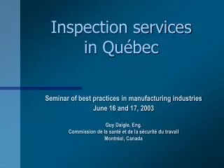 Inspection services in Québec