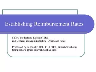 Establishing Reimbursement Rates