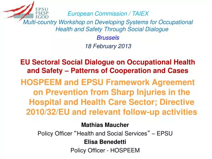 eu sectoral social dialogue on occupational health and safety patterns of cooperation and cases