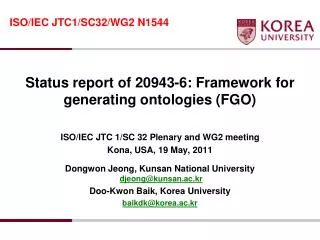 Status report of 20943-6: Framework for generating ontologies (FGO)