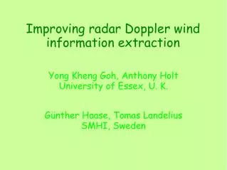 Improving radar Doppler wind information extraction